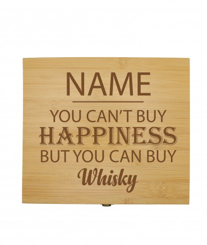 Personalised You Can Buy Whisky Wooden Whisky Box Gift Set 